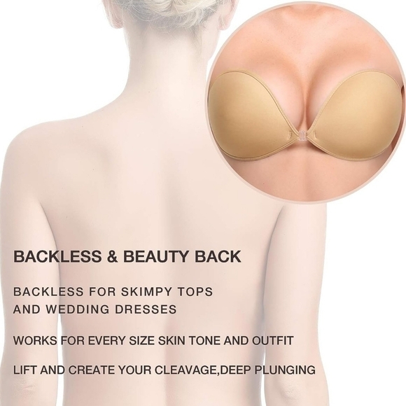 Nude Adhesive Bra Reusable Push-up Invisible Sticky Bra Size C - Picture 4 of 8